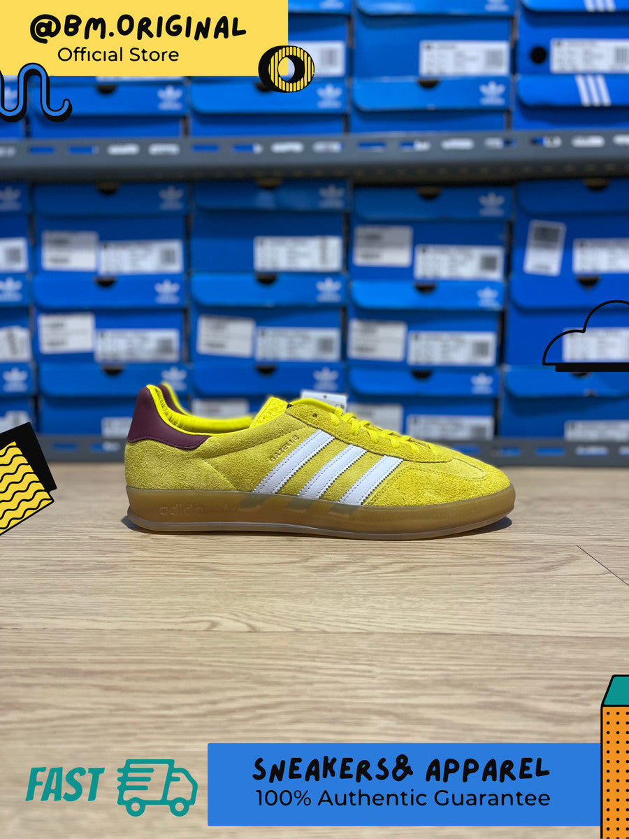 Adidas Gazelle Indoor Bright Yellow White Collegiate Burgundy IE7003