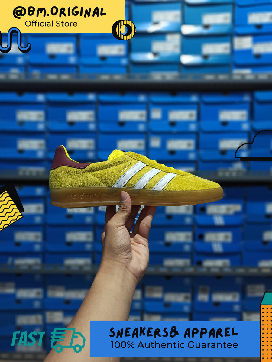 Adidas Gazelle Indoor Bright Yellow White Collegiate Burgundy IE7003