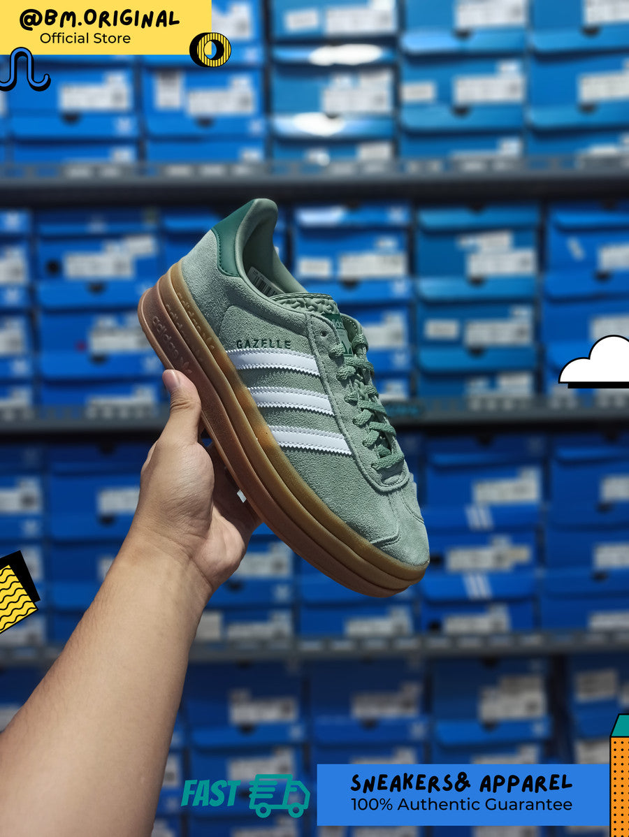 Adidas Gazelle Bold Silver Green Cloud White Collegiate Green ID6998