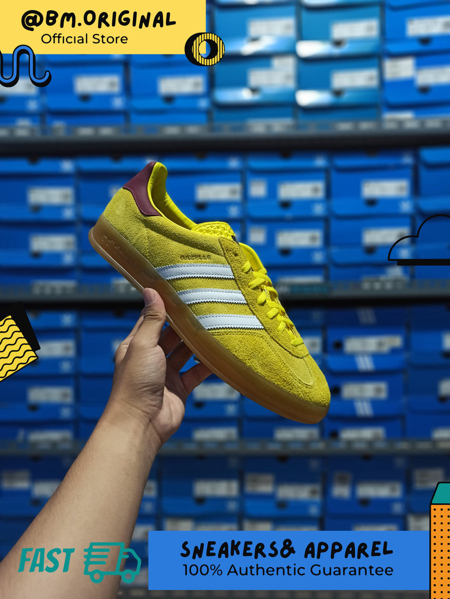 Adidas Gazelle Indoor Bright Yellow White Collegiate Burgundy IE7003