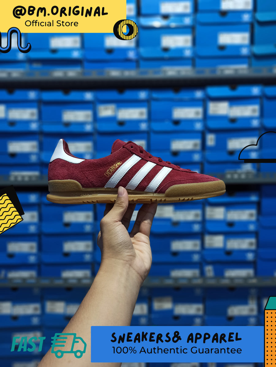 Adidas Jeans OG Maroon Burgundy White Exclusive BM STORE ORIGINAL FOOTWEAR
