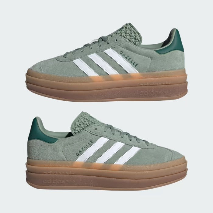 Adidas Gazelle Bold Silver Green Cloud White Collegiate Green ID6998