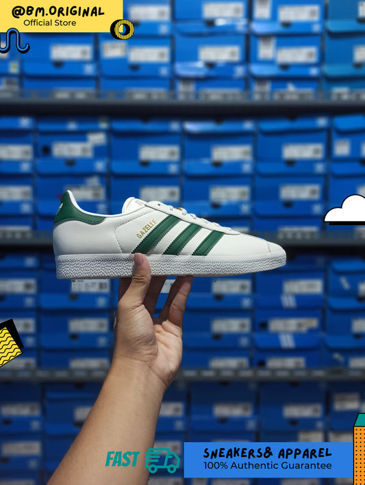 Adidas Gazelle Low Cloud White Dark Green Gold Metallic ID6114