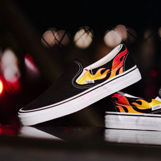 Vans Slip On Flame Black / True White ORIGINAL