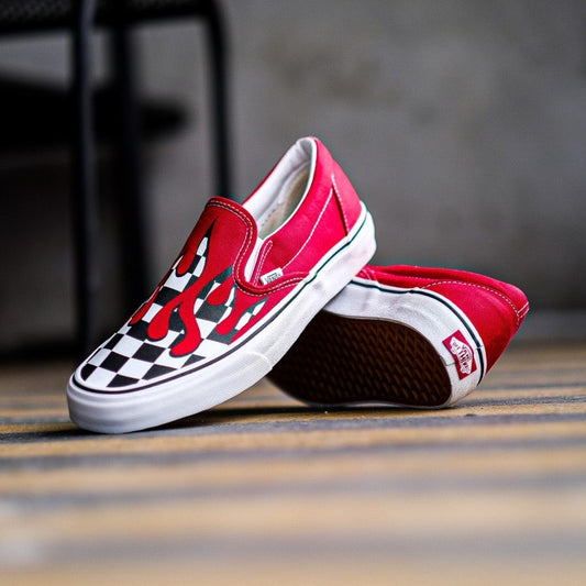 Vans Slip On Checkerboard Flame Red ORIGINAL